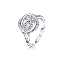 Серебряные серебряные кольца 925 серебра с танцующим бриллиантом